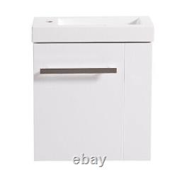 Bathroom Vanity Unit Cloakroom Compact Basin Sink Cabinet Storage Gloss White