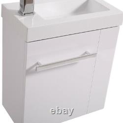 Bathroom Vanity Unit Cloakroom Compact Basin Sink Cabinet Storage Gloss White