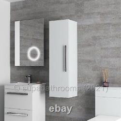 Bathroom Vanity Unit Cloakroom Wall Tall Storage Unit Gloss White Edon