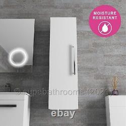 Bathroom Vanity Unit Cloakroom Wall Tall Storage Unit Gloss White Edon