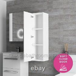 Bathroom Vanity Unit Cloakroom Wall Tall Storage Unit Gloss White Edon