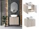 Bathroom Vanity Unit Countertop 600mm Sink Beige Fluted Ribbed Wall Hung Cara