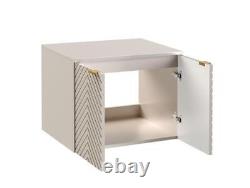 Bathroom Vanity Unit Countertop 600mm Sink Beige Fluted Ribbed Wall Hung Cara