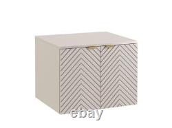 Bathroom Vanity Unit Countertop 600mm Sink Beige Fluted Ribbed Wall Hung Cara