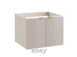 Bathroom Vanity Unit Countertop 600mm Sink Beige Fluted Ribbed Wall Hung Cara