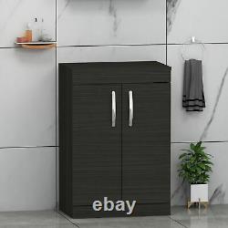 Bathroom Vanity Unit Countertop Basin Sink 2 Door Floor Standing Hale Black