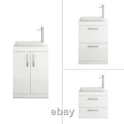 Bathroom Vanity Unit Countertop Basin Sink Floor Standing Wall Hung Gloss White