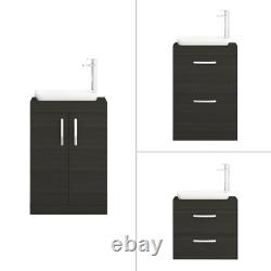 Bathroom Vanity Unit Countertop Basin Sink Floor Standing Wall Hung Hale Black