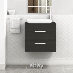 Bathroom Vanity Unit Countertop Basin Sink Floor Standing Wall Hung Hale Black
