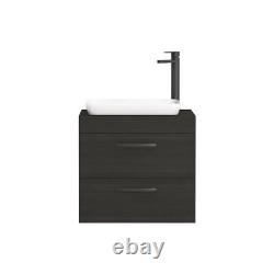 Bathroom Vanity Unit Countertop Basin Sink Floor Standing Wall Hung Hale Black