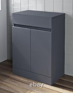 Bathroom Vanity Unit Countertop Floor Standing Furniture Soft Close 600mm Grey