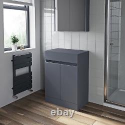 Bathroom Vanity Unit Countertop Floor Standing Furniture Soft Close 600mm Grey