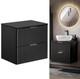 Bathroom Vanity Unit Countertop Ribbed Fluted Wall Cabinet 600 Black Modern Adet