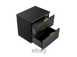 Bathroom Vanity Unit Countertop Ribbed Fluted Wall Cabinet 600 Black Modern Adet