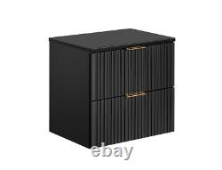 Bathroom Vanity Unit Countertop Ribbed Fluted Wall Cabinet 600 Black Modern Adet
