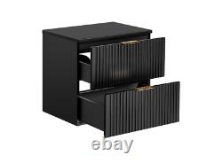 Bathroom Vanity Unit Countertop Ribbed Fluted Wall Cabinet 600 Black Modern Adet
