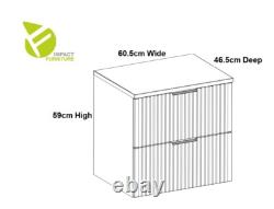Bathroom Vanity Unit Countertop Ribbed Fluted Wall Cabinet 600 Black Modern Adet