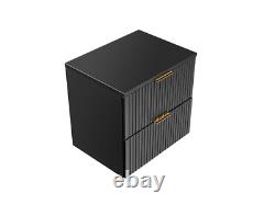 Bathroom Vanity Unit Countertop Ribbed Fluted Wall Cabinet 600 Black Modern Adet