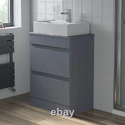 Bathroom Vanity Unit Countertop Wash Basin Floor Standing Grey Gloss 600/800mm