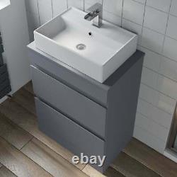 Bathroom Vanity Unit Countertop Wash Basin Floor Standing Grey Gloss 600/800mm