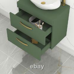 Bathroom Vanity Unit Countertop Wash Basin Sink Floor Standing Wall Hung Green