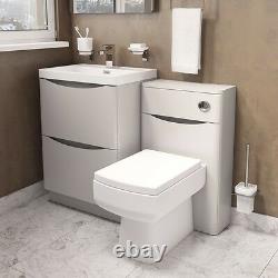 Bathroom Vanity Unit Designer Furniture Suite Back to Wall WC Toilet, Basin Sink