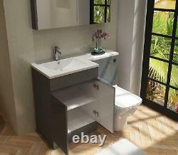 Bathroom Vanity Unit Designer Furniture Suite Back to Wall WC Toilet, Basin Sink