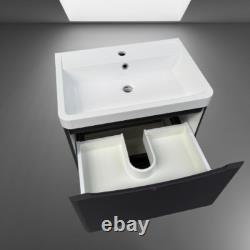 Bathroom Vanity Unit Designer Furniture Suite Back to Wall WC Toilet, Basin Sink