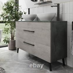 Bathroom Vanity Unit Double Basin Sink Cabinet Soft Close Drawer Grey 1200mm