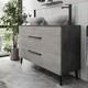 Bathroom Vanity Unit Double Basin Sink Cabinet Soft Close Drawer Grey 1200mm