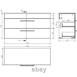 Bathroom Vanity Unit Double Basin Sink Cabinet Soft Close Drawer Grey 1200mm