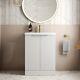 Bathroom Vanity Unit Fluted Freestanding Basin Sink 600mm Cabinet Storage White