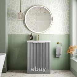 Bathroom Vanity Unit Free Standing Basin Sink 600mm Door Cabinet Storage Grey