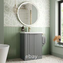 Bathroom Vanity Unit Free Standing Basin Sink 600mm Door Cabinet Storage Grey