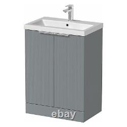 Bathroom Vanity Unit Free Standing Basin Sink 600mm Door Cabinet Storage Grey