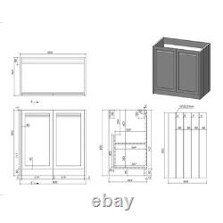 Bathroom Vanity Unit Freestanding Basin Sink Cabinet Furniture 2 Door 600 / 800