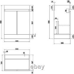 Bathroom Vanity Unit Freestanding Basin Sink Cabinet Furniture Gloss Grey 600mm