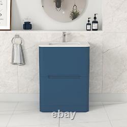 Bathroom Vanity Unit Furniture Cabinet Storage Basin & WC Toilet Satin Blue