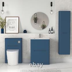 Bathroom Vanity Unit Furniture Cabinet Storage Basin & WC Toilet Satin Blue