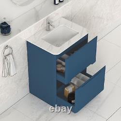 Bathroom Vanity Unit Furniture Cabinet Storage Basin & WC Toilet Satin Blue