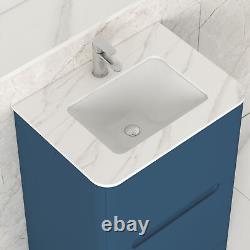 Bathroom Vanity Unit Furniture Cabinet Storage Basin & WC Toilet Satin Blue