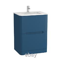 Bathroom Vanity Unit Furniture Cabinet Storage Basin & WC Toilet Satin Blue