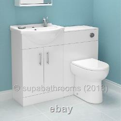 Bathroom Vanity Unit Furniture Suite Cabinet Toilet Basin Back To Wall WC 1050mm