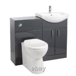 Bathroom Vanity Unit Furniture Suite Cabinet Toilet Basin Back To Wall WC 1050mm