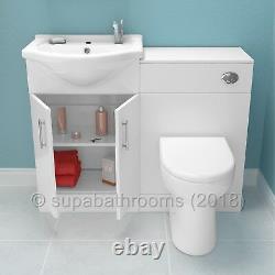 Bathroom Vanity Unit Furniture Suite Cabinet Toilet Basin Back To Wall WC 1050mm