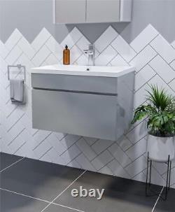Bathroom Vanity Unit Grey Basin Storage Wall Hung Cabinet Furniture 600mm