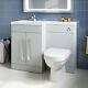 Bathroom Vanity Unit Grey Cabinet Left Hand Sink Basin Storage With Wc Toilet