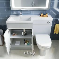 Bathroom Vanity Unit Grey Cabinet Left Hand Sink Basin Storage with WC Toilet