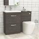 Bathroom Vanity Unit Grey Elm 2-drawer Basin Cabinet Furniture Suite Wc Btw Pan