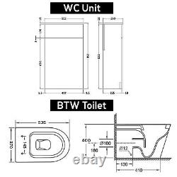 Bathroom Vanity Unit Grey Elm 2-Drawer Basin Cabinet Furniture Suite WC BTW Pan
